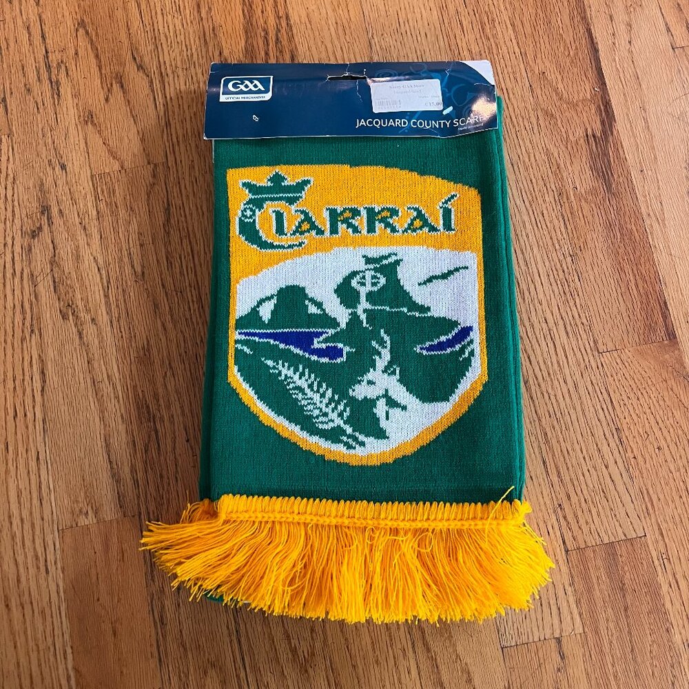 Kerry GAA Ireland Scarf Crest Ciarra Green Orange White Official Jacquard County